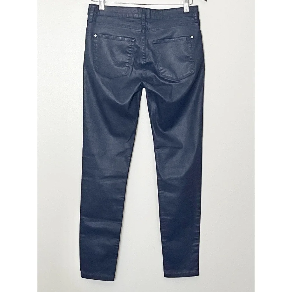 Mango Denim Jeans Women's 6 Blue Waxed Cotton Belle‎ Date Night